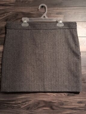 GAP Wool Blend Herringbone Clean Mini Skirt Black White Grey Size 6